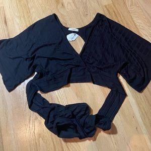 Black Open Back Tie Top